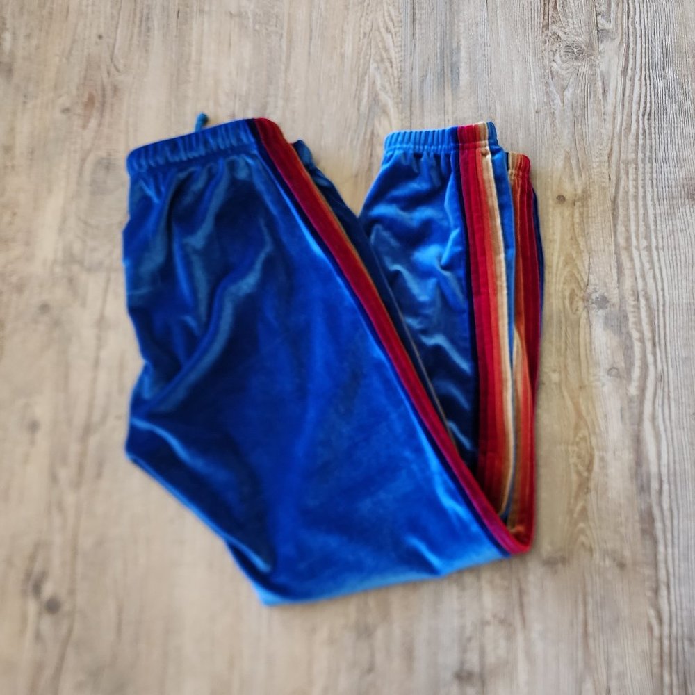 Aviator Nation Velvet Velour Sweat Jogger Pants M Vintage Blue